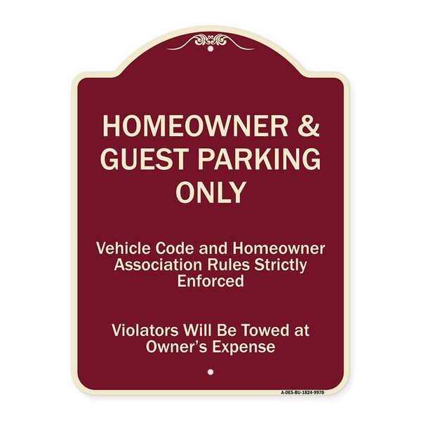 Designer Series-Homeowner & Guest Parking Only Burgungy Heavy-Gauge Aluminum